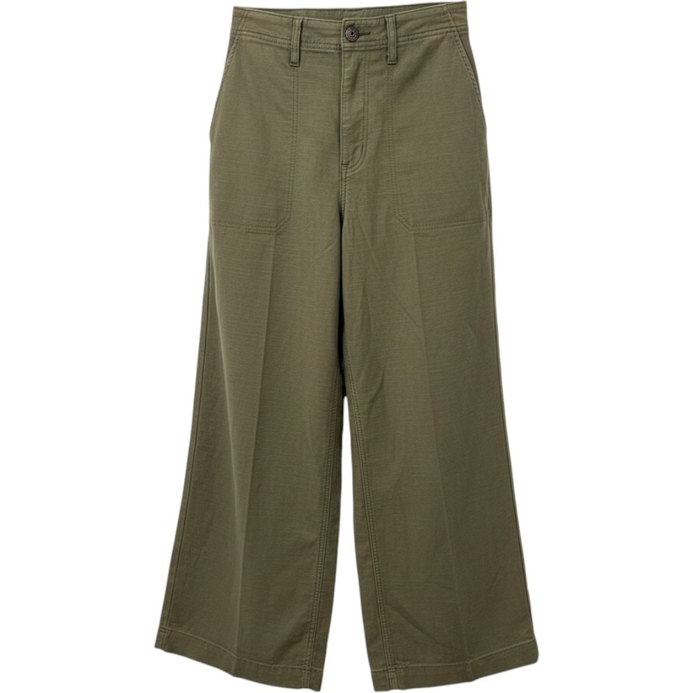 Torrid Crop Utility Wide Leg Twill High Rise Pant Olivine Green Tie back 16 NEW